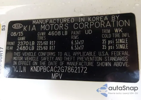 2016 Kia Sportage Lx from USA, damaged, VIN KNDPBCAC2G7862172